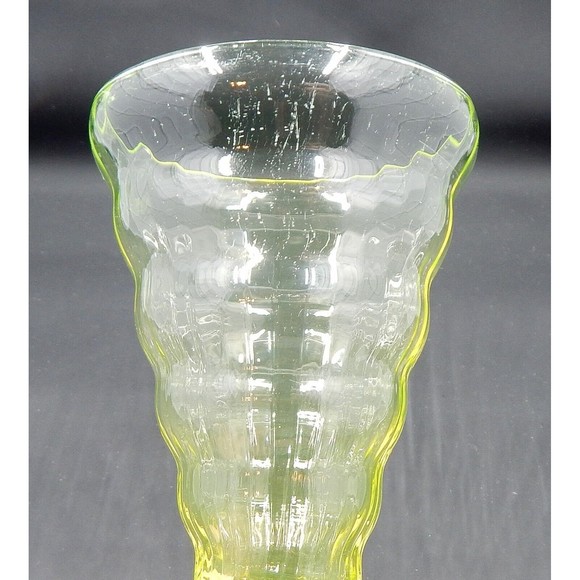 Utility Glass Works Cambodia Ware Vaseline Green Foot Ice Tea Water Goblet Set 4 - Picture 14 of 16